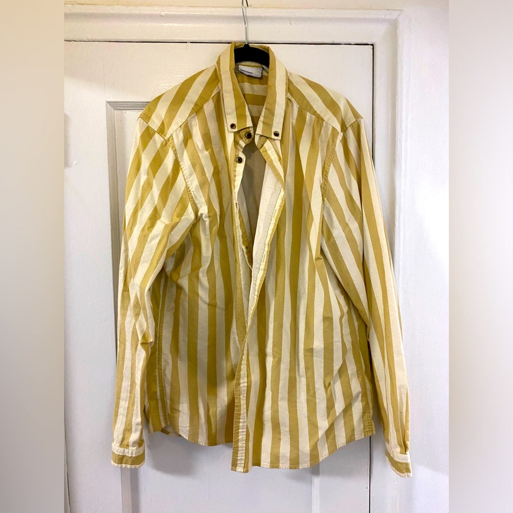 ASOS Casual Button-Down Shirt - Gold and Cream, Size M